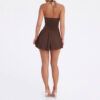 New Deep V-Neck Halter Tie Asymmetric Dress