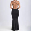 Cut-Out Lace-Up Deep V Backless Dress