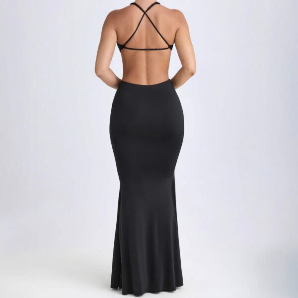 Cut-Out Lace-Up Deep V Backless Dress