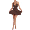 New Deep V-Neck Halter Tie Asymmetric Dress