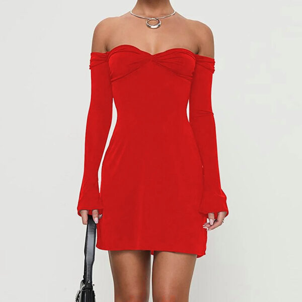 Off-Shoulder Long Sleeve Bodycon Dress