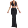 Cut-Out Lace-Up Deep V Backless Dress